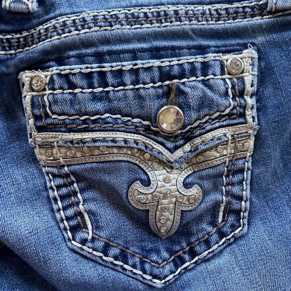 Rock Revival Jeans Women's 28 Easy Straight Tetbury Flap Pocket Bling Low Rise - Picture 6 of 16